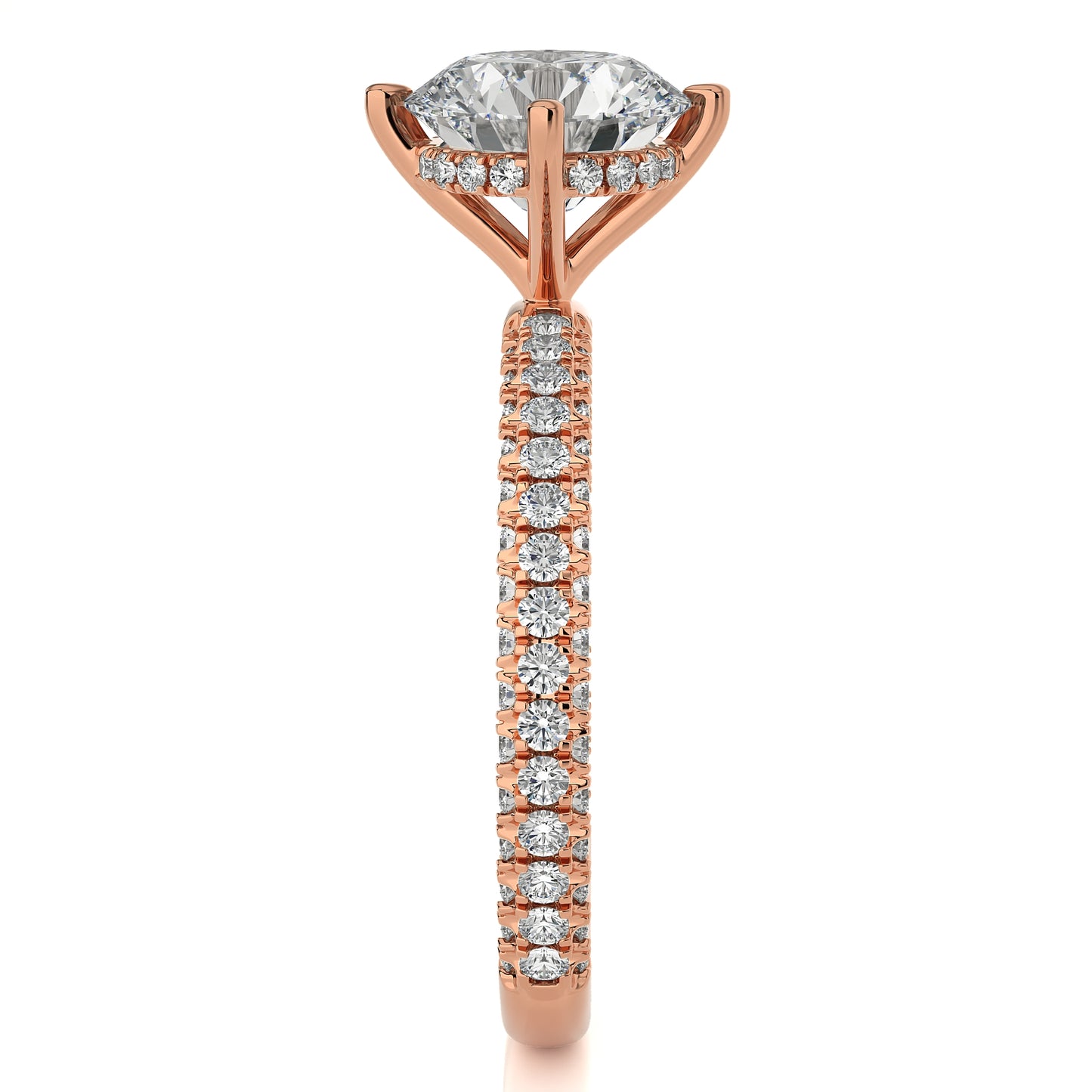 2.14 Ct Round Engagement Ring with Halo/Pave & Wedding Ring