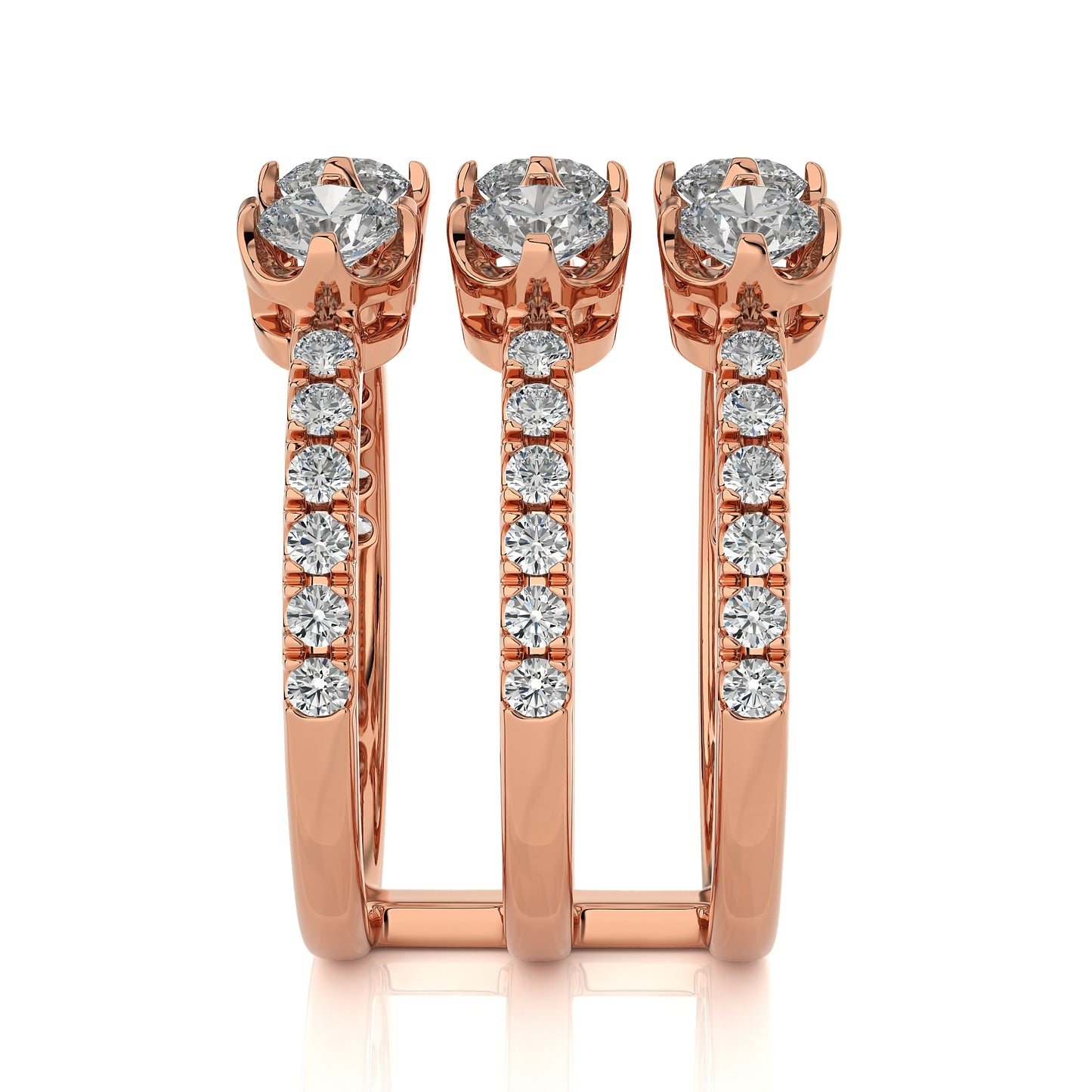 3.50 Ct Engagement Ring with Halo/Pave & Wedding Rings