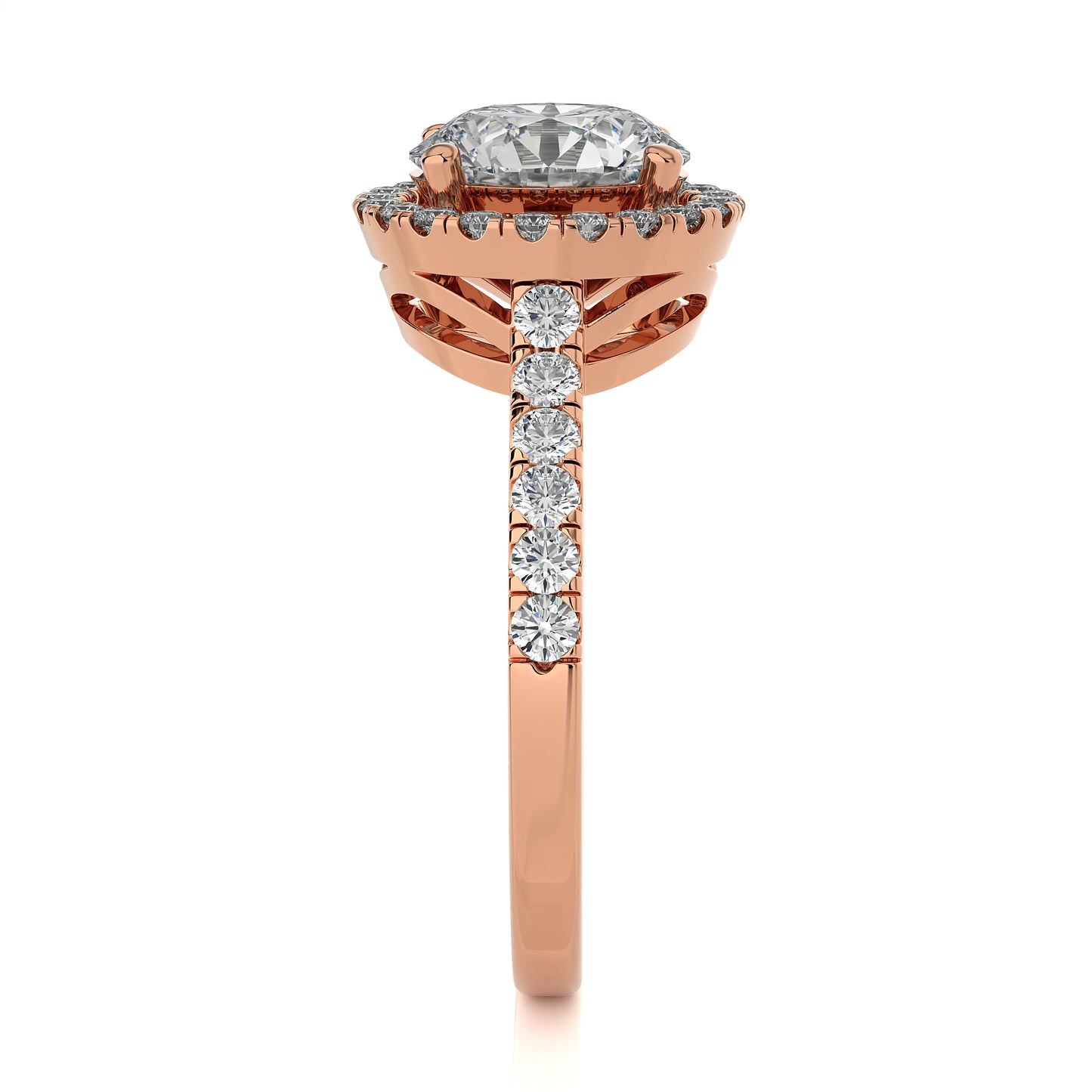 2.41 Ct Engagement Ring with Halo/Pave & Wedding Rings