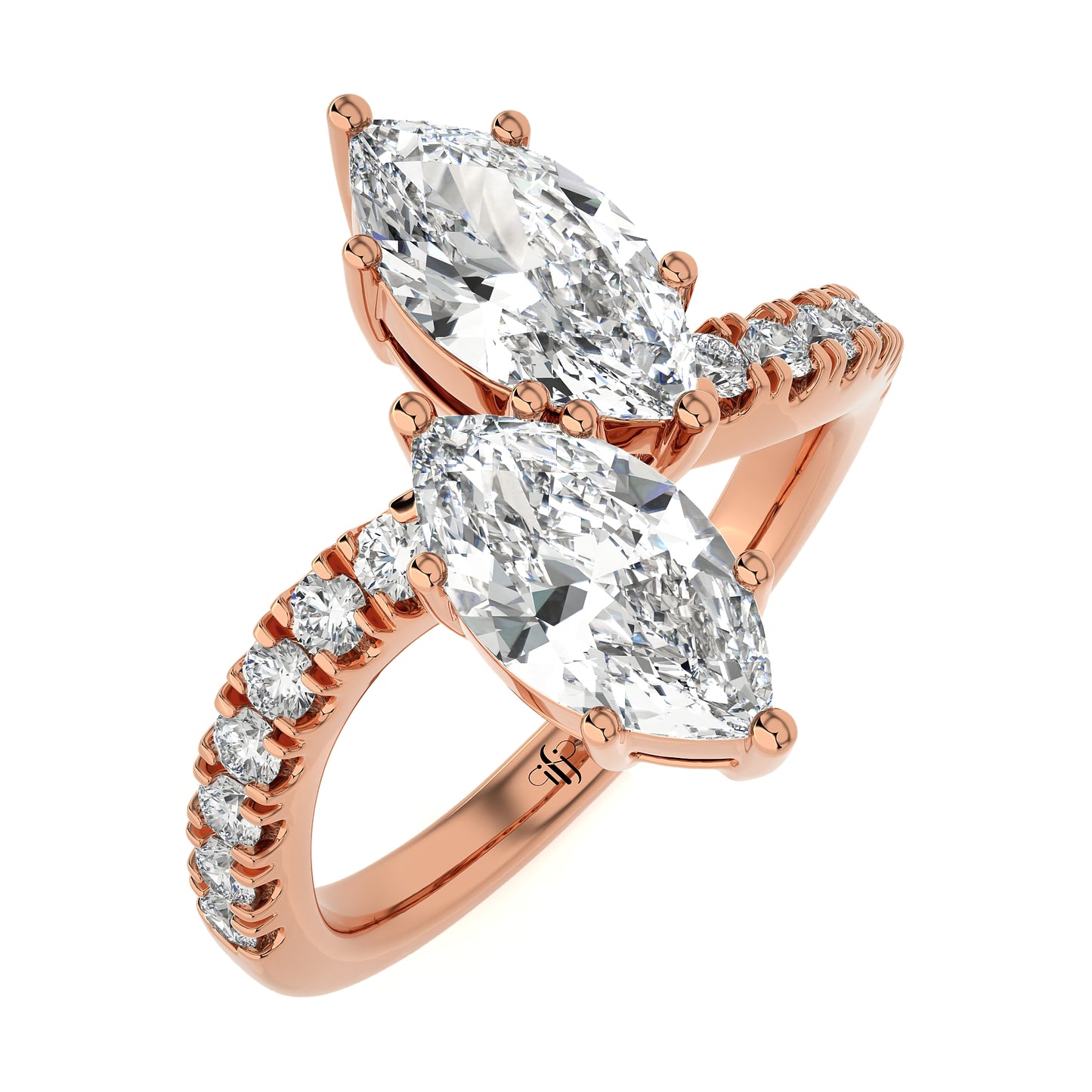 1.76 Ct Toi Et Moi Ring By-Pass Shank Engagement Ring & Wedding Ring