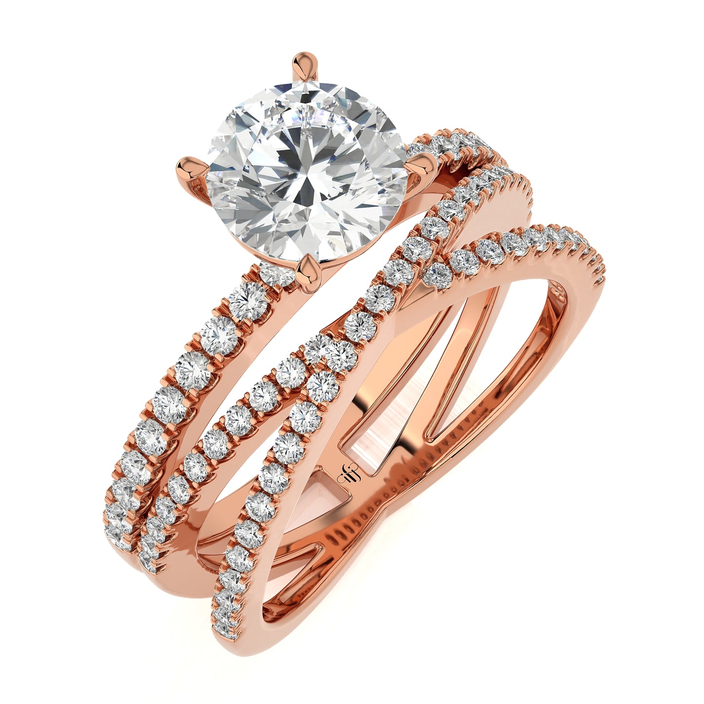 1.59 Ct Engagement Halo/Pave & Wedding Rings