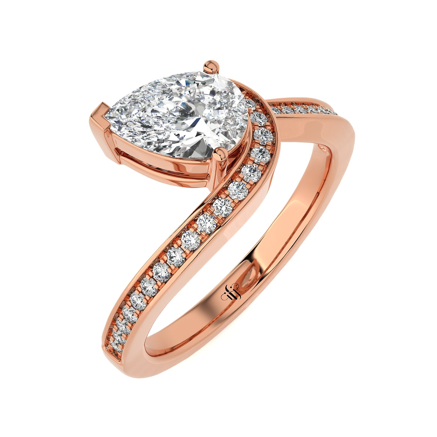 1.22 Ct Wave Harmony Pear Diamond Engagement Ring & Wedding Ring