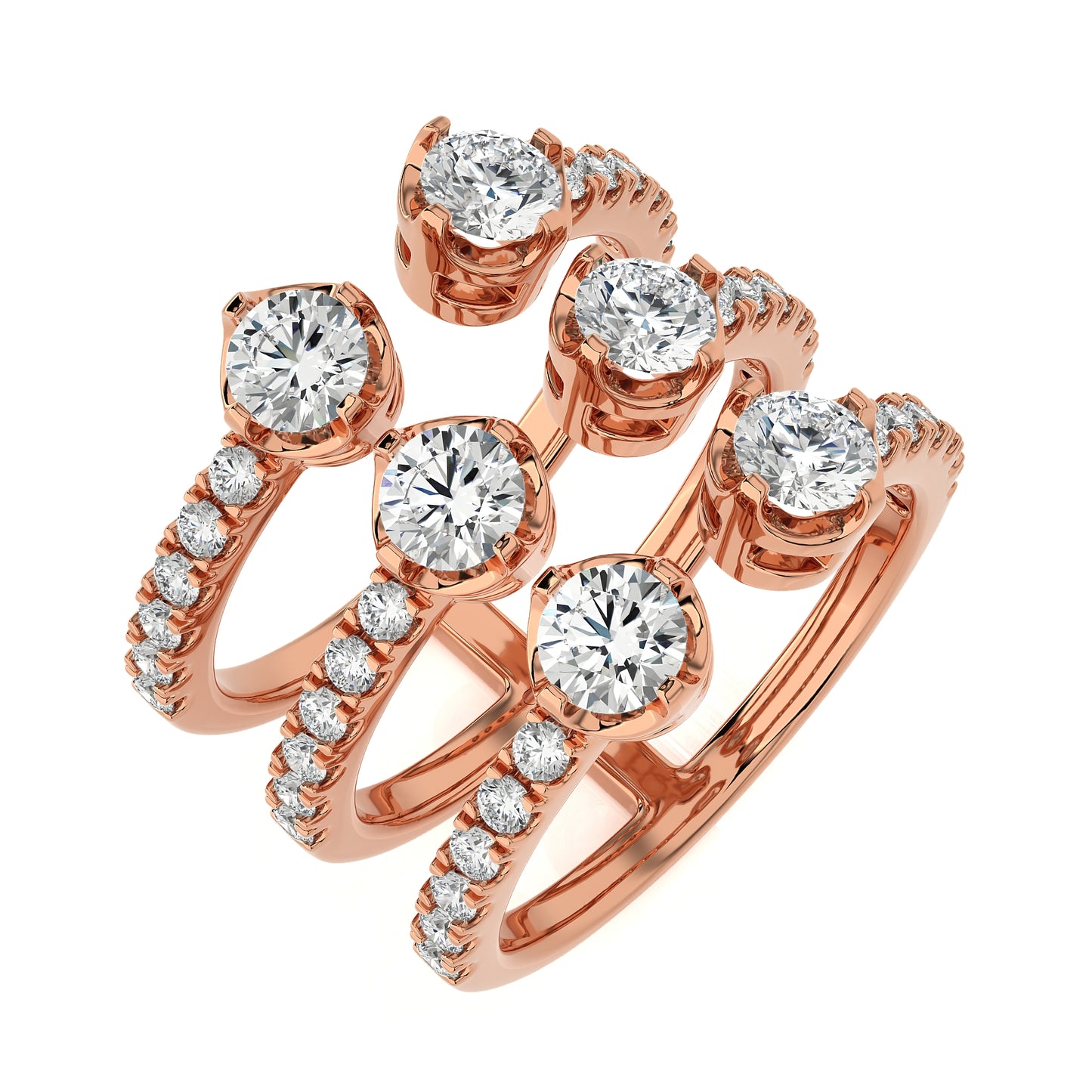 3.50 Ct Engagement Ring with Halo/Pave & Wedding Rings