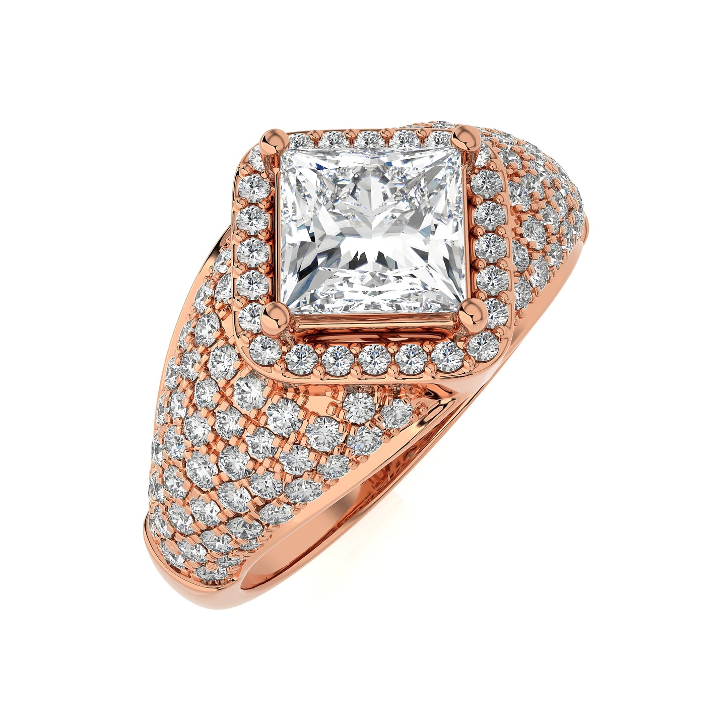 2.66Ct Halo/Pave Engagement Ring & Wedding Ring
