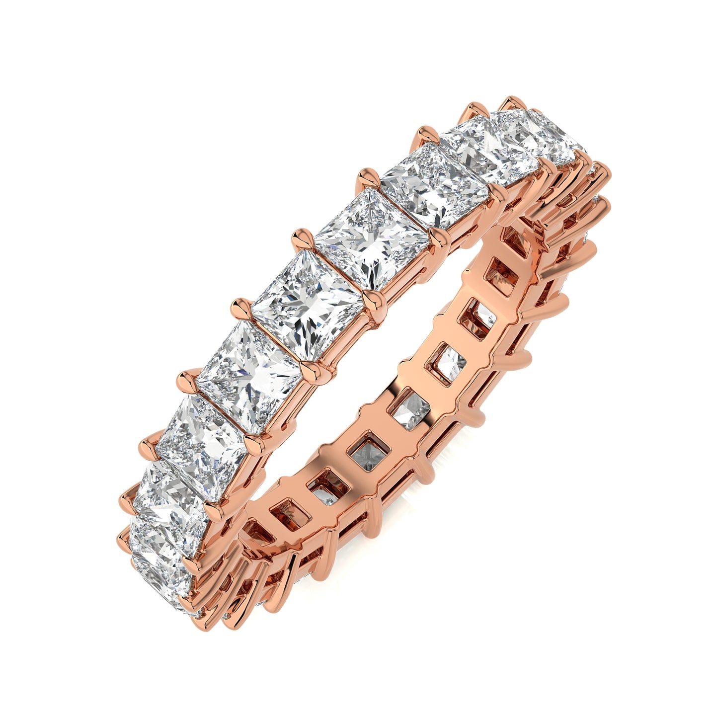 4.76 Ct Princess Eternity Band Engagement & Wedding Rings