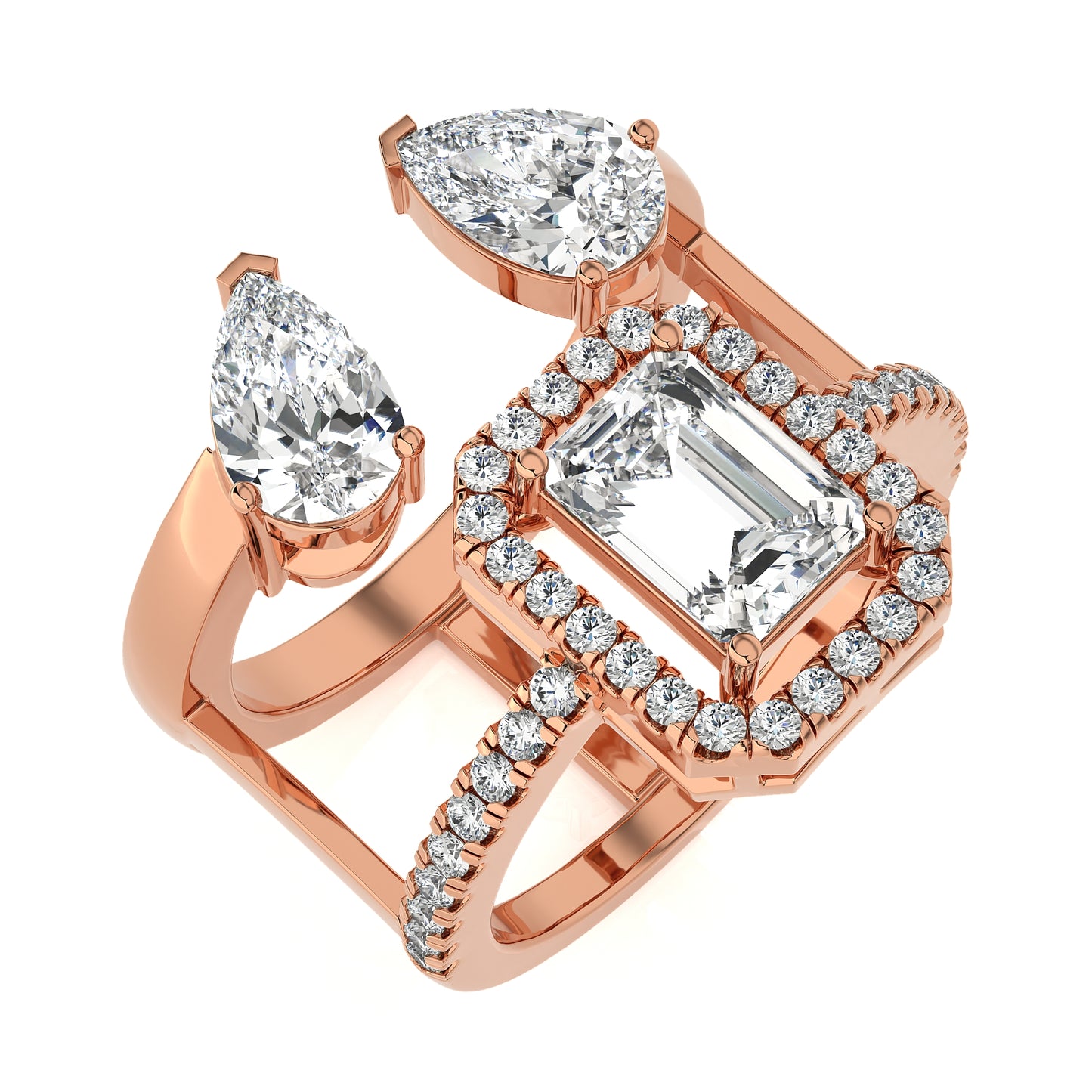 3.28 Ct Halo/Pave Double Claw Engagement Ring & Wedding Ring
