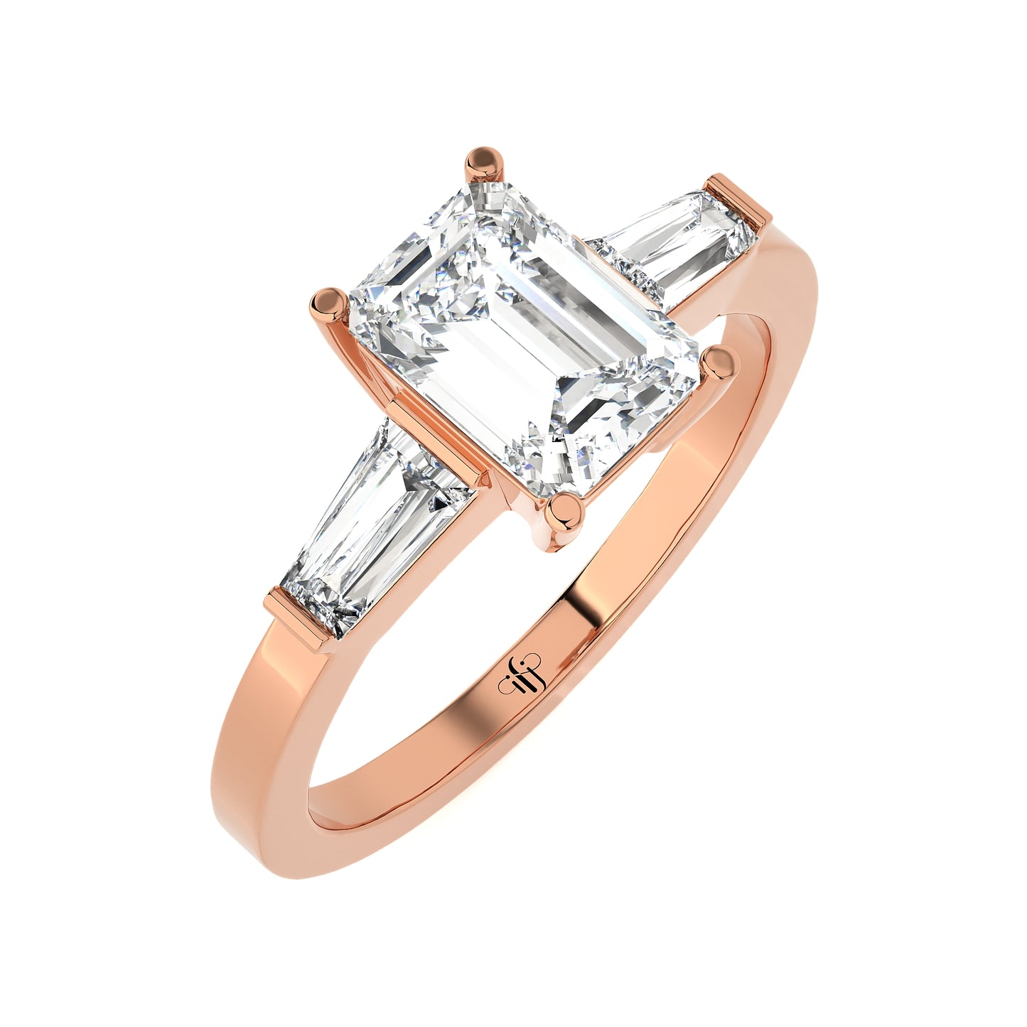 1.68 Ct Three Stone Rings Engagement Ring & Wedding Rings