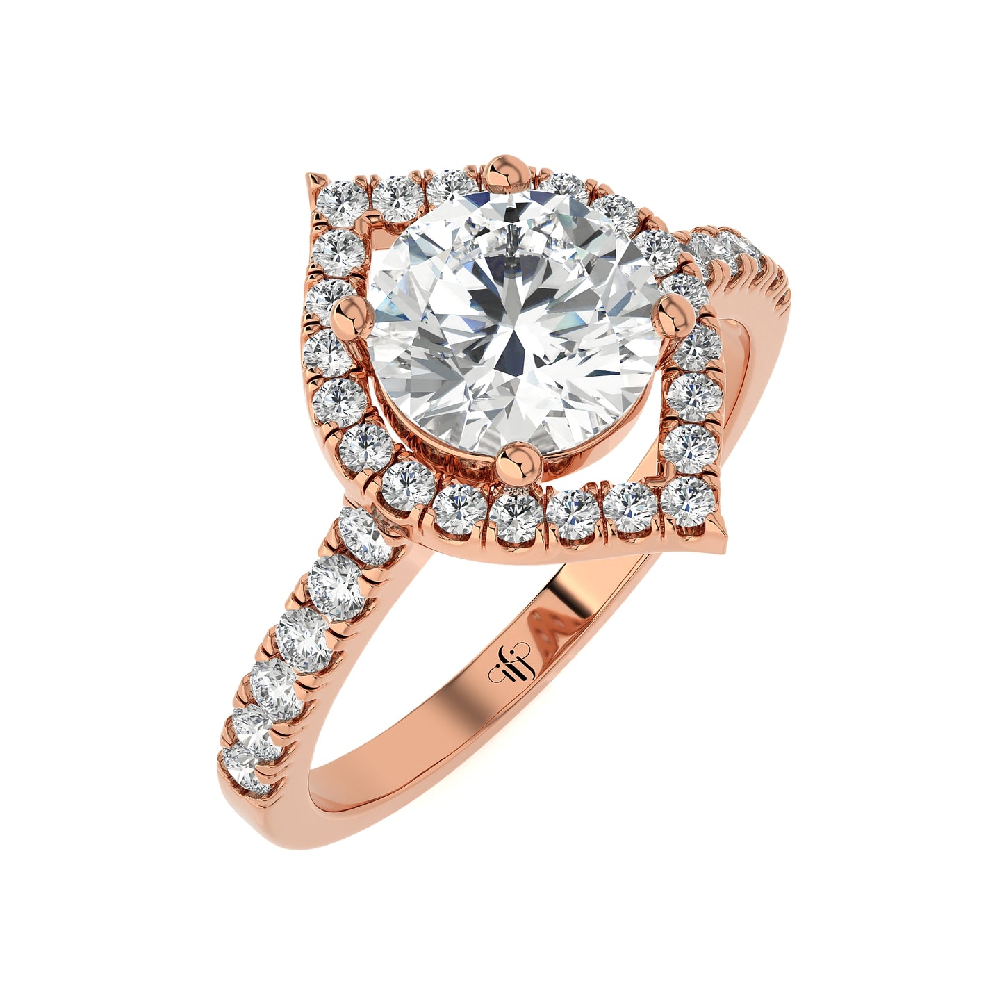 2.63 Ct Engagement Ring with Halo/Pave & Wedding Rings