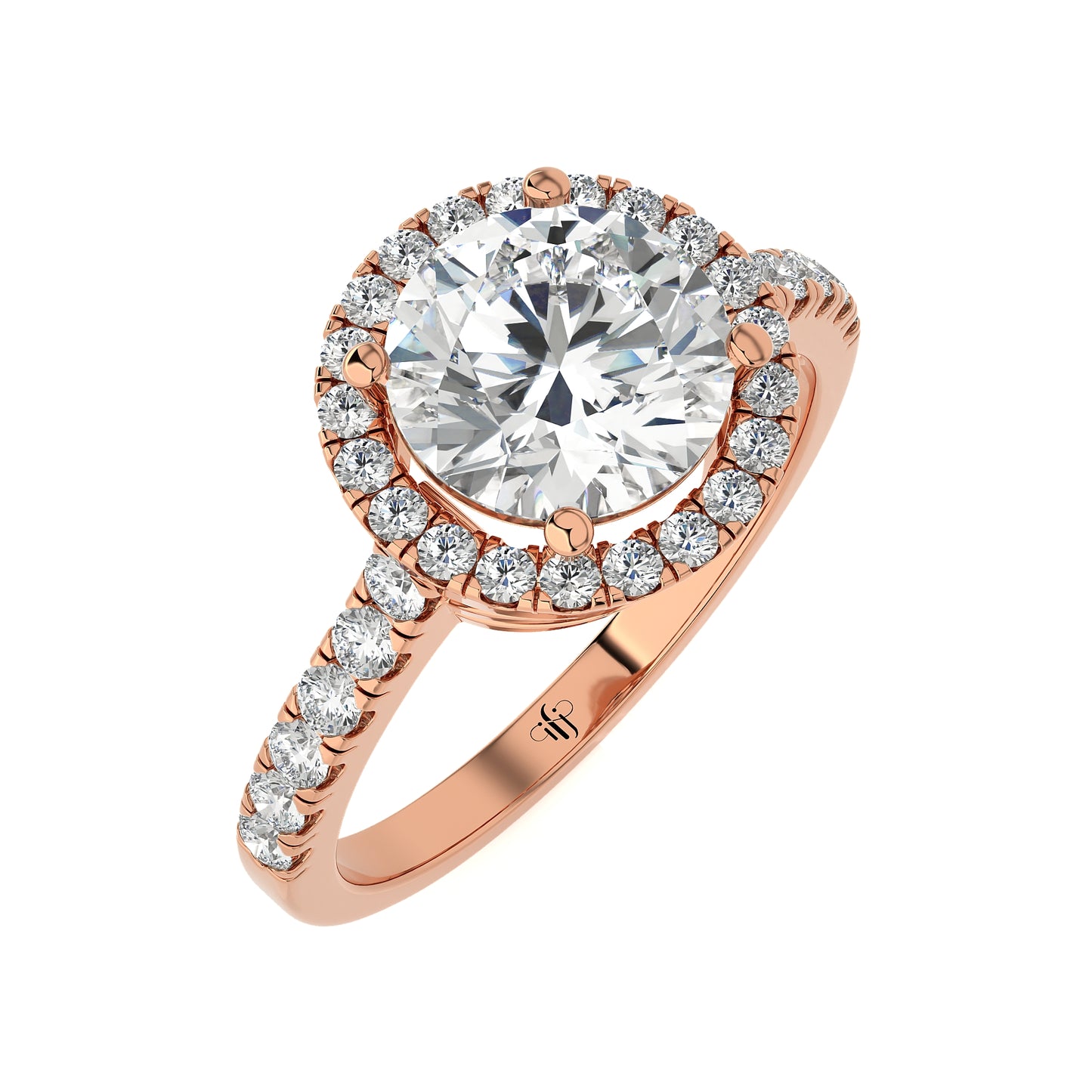 2.41 Ct Engagement Ring with Halo/Pave & Wedding Rings