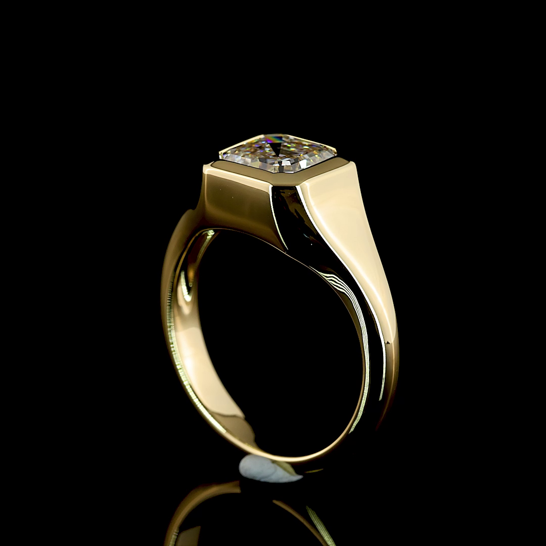 2.06 Cts 14K YELLOW GOLD Asscher Shape Solitaire Ring