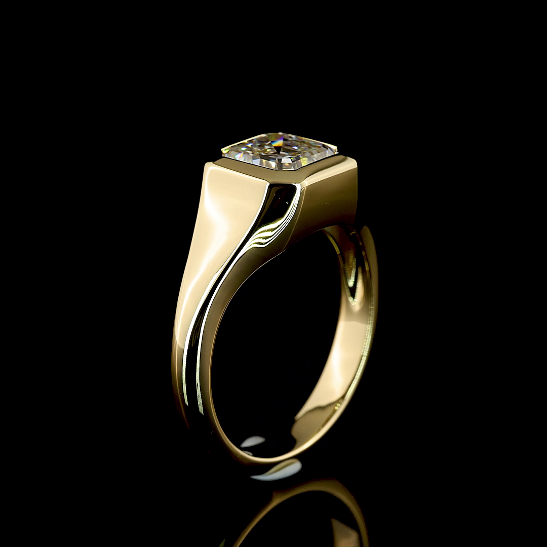 2.06 Cts 14K YELLOW GOLD Asscher Shape Solitaire Ring