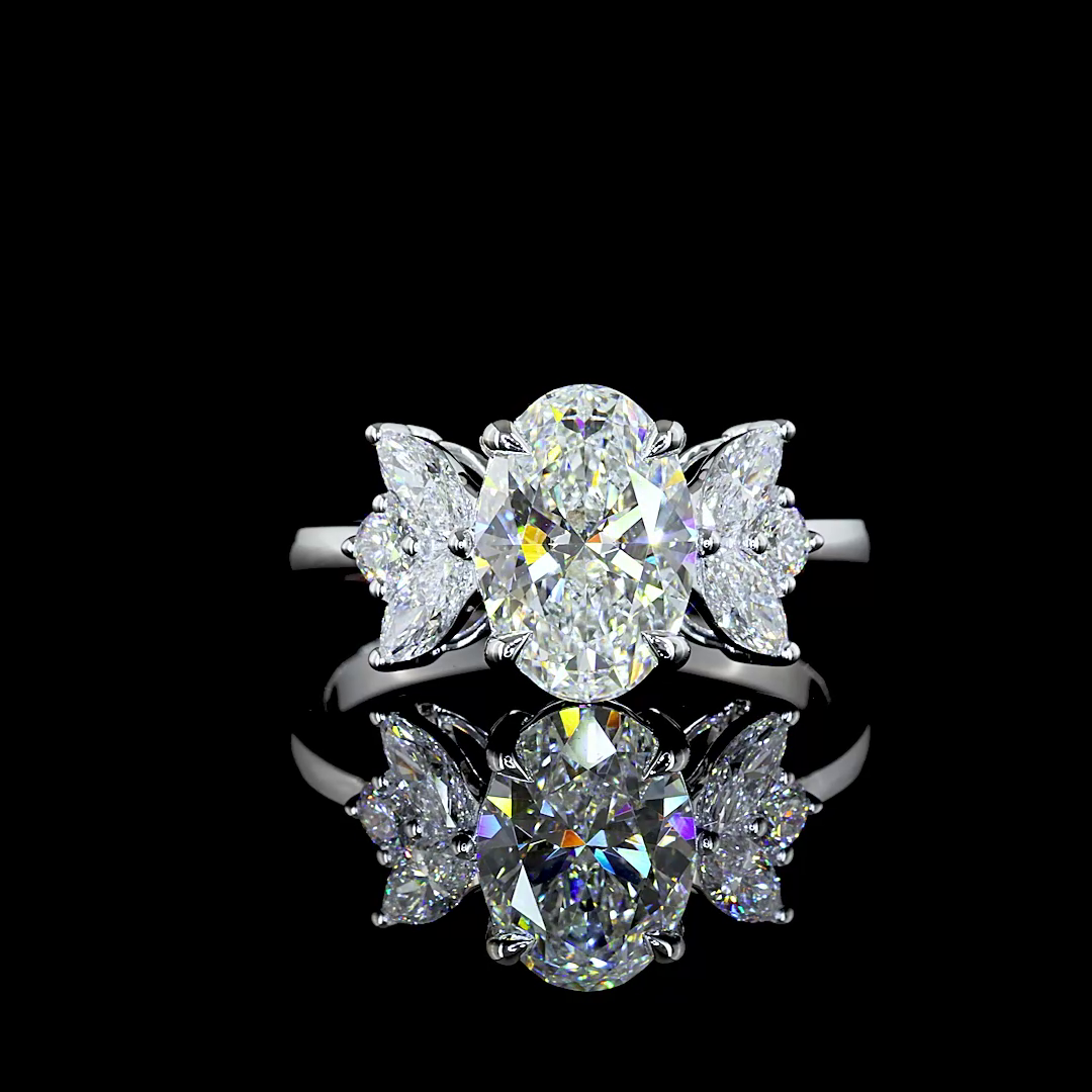 2.61 Cts 14K WHITE GOLD Oval Shape Special Ring