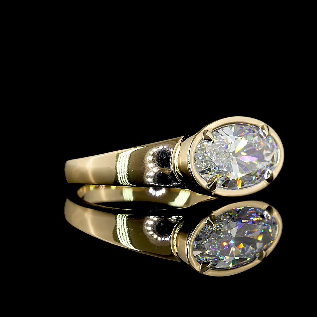 2.08 Cts 14K YELLOW GOLD Oval Shape Solitaire Ring
