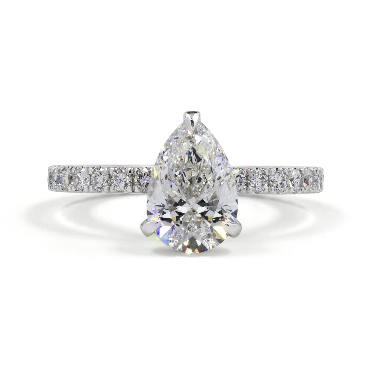2.24 Cts 14K WHITE GOLD Pear Shape Hidden Halo Ring