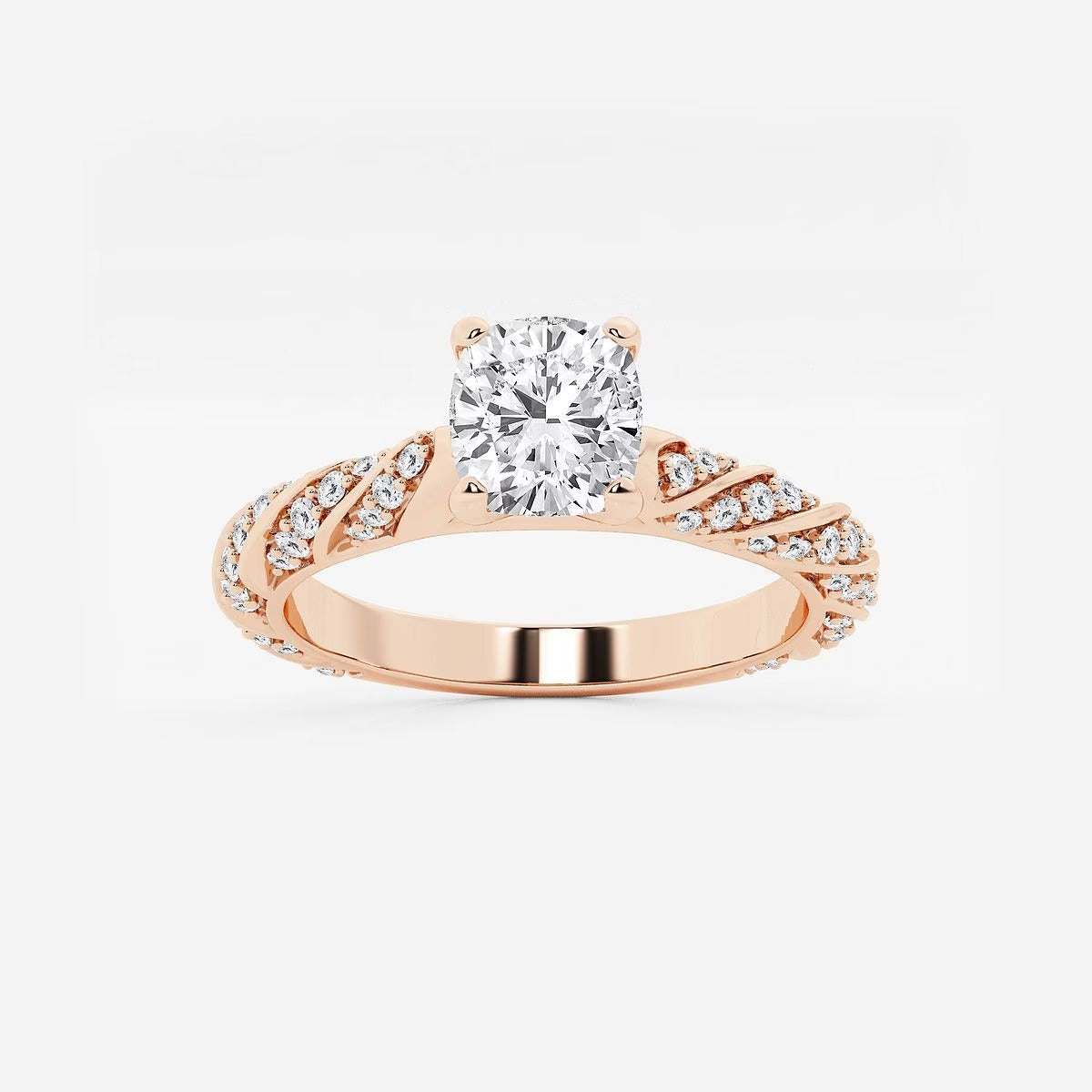 1.20 ctw Cushion Lab Grown Diamond Ribbon Engagement Ring