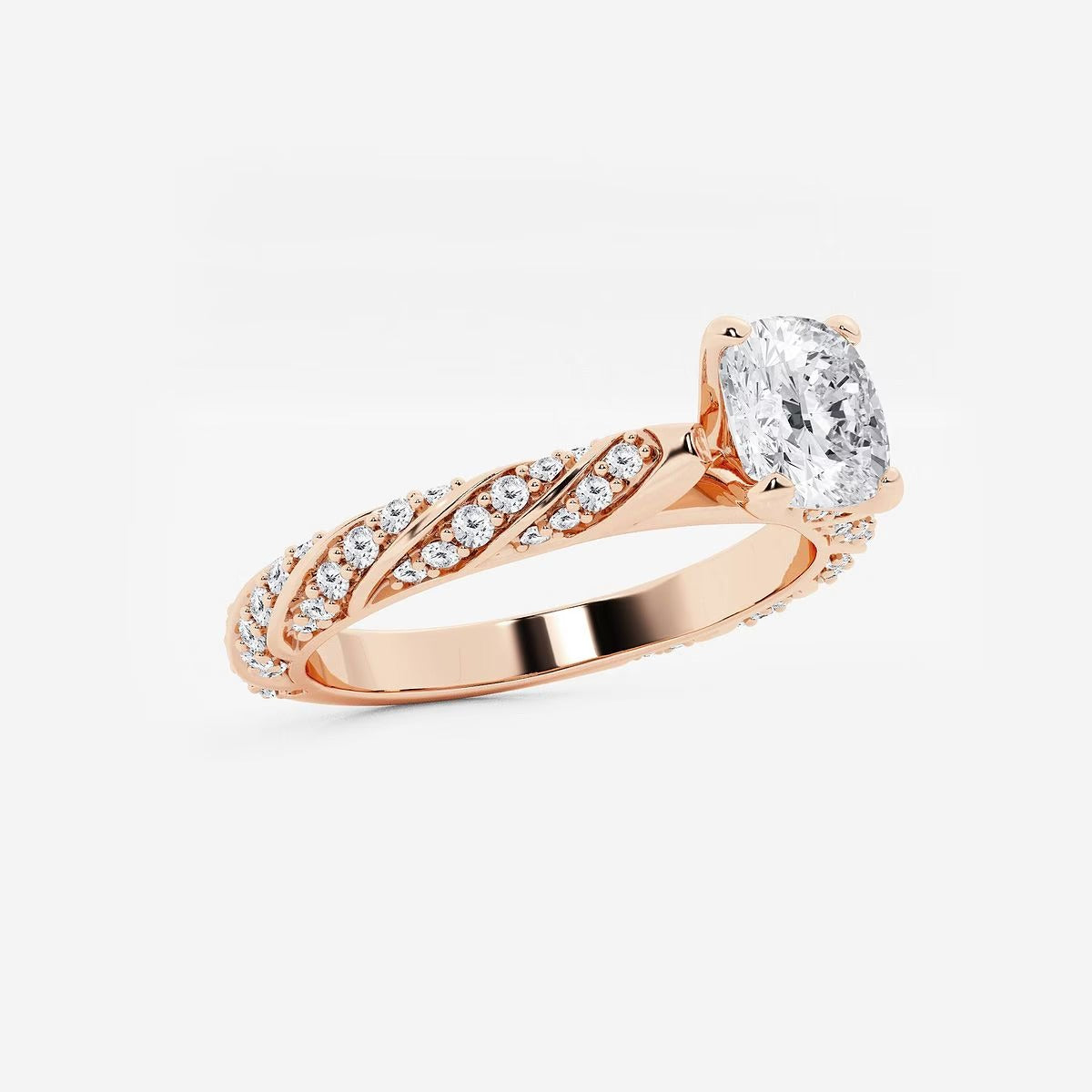 1.20 ctw Cushion Lab Grown Diamond Ribbon Engagement Ring