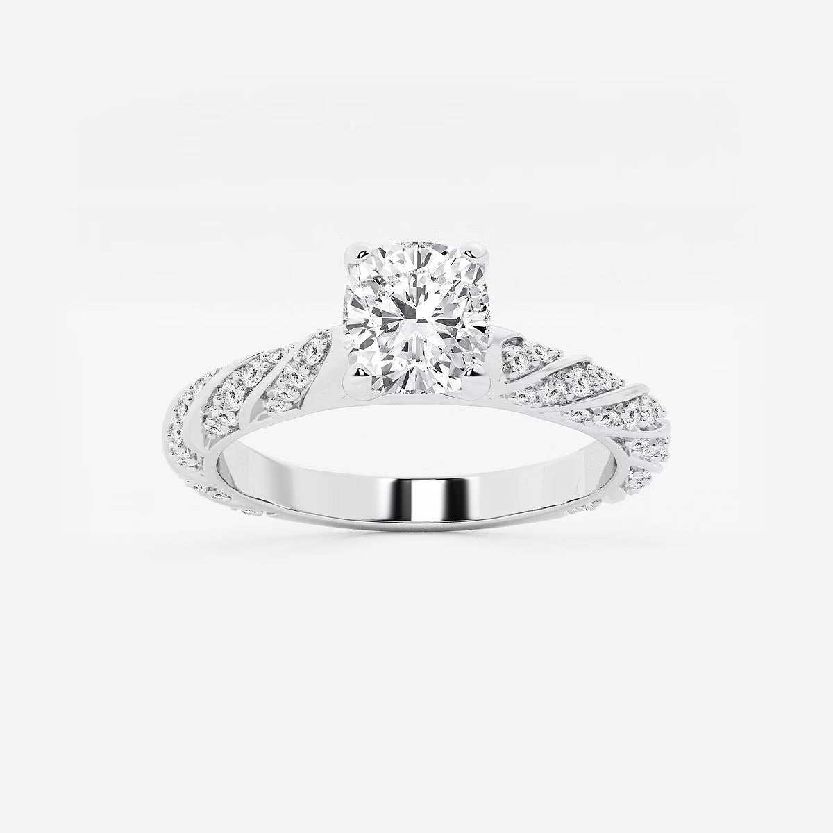 1.20 ctw Cushion Lab Grown Diamond Ribbon Engagement Ring