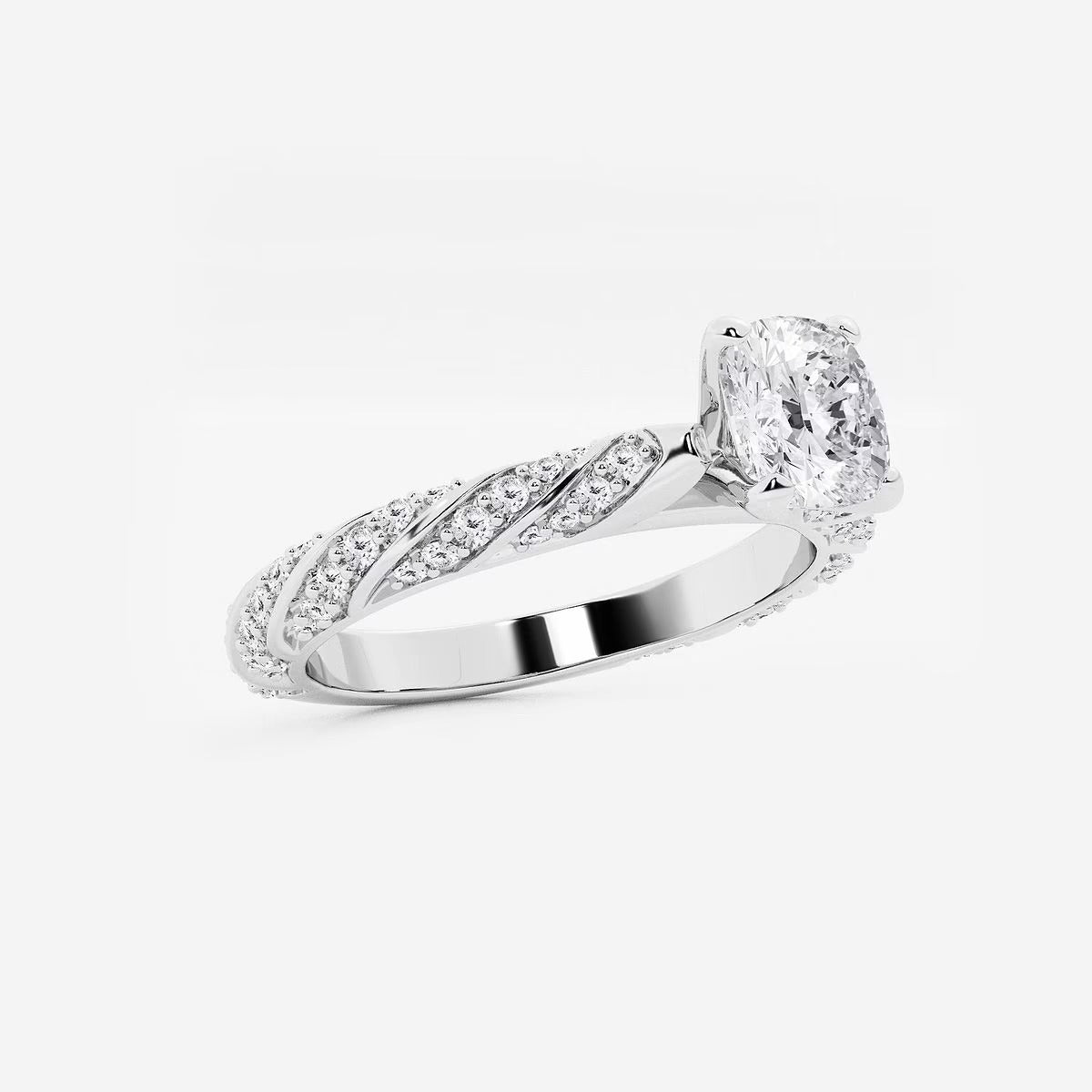1.20 ctw Cushion Lab Grown Diamond Ribbon Engagement Ring