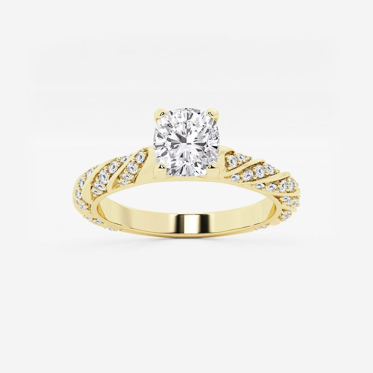 1.20 ctw Cushion Lab Grown Diamond Ribbon Engagement Ring