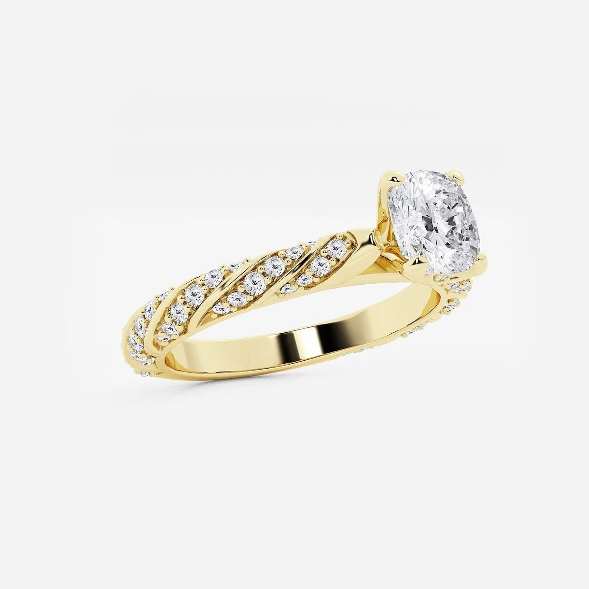 1.20 ctw Cushion Lab Grown Diamond Ribbon Engagement Ring