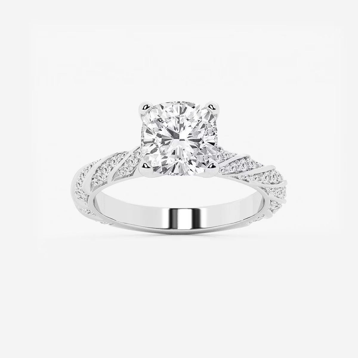 3.00 ctw Cushion Lab Grown Diamond Ribbon Engagement Ring