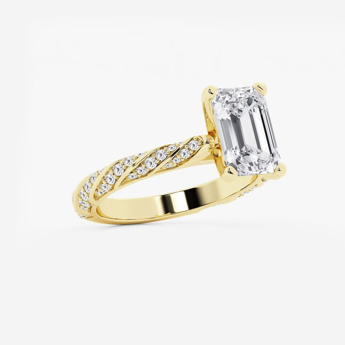 5.50 ctw Emerald Lab Grown Diamond Ribbon Engagement Ring