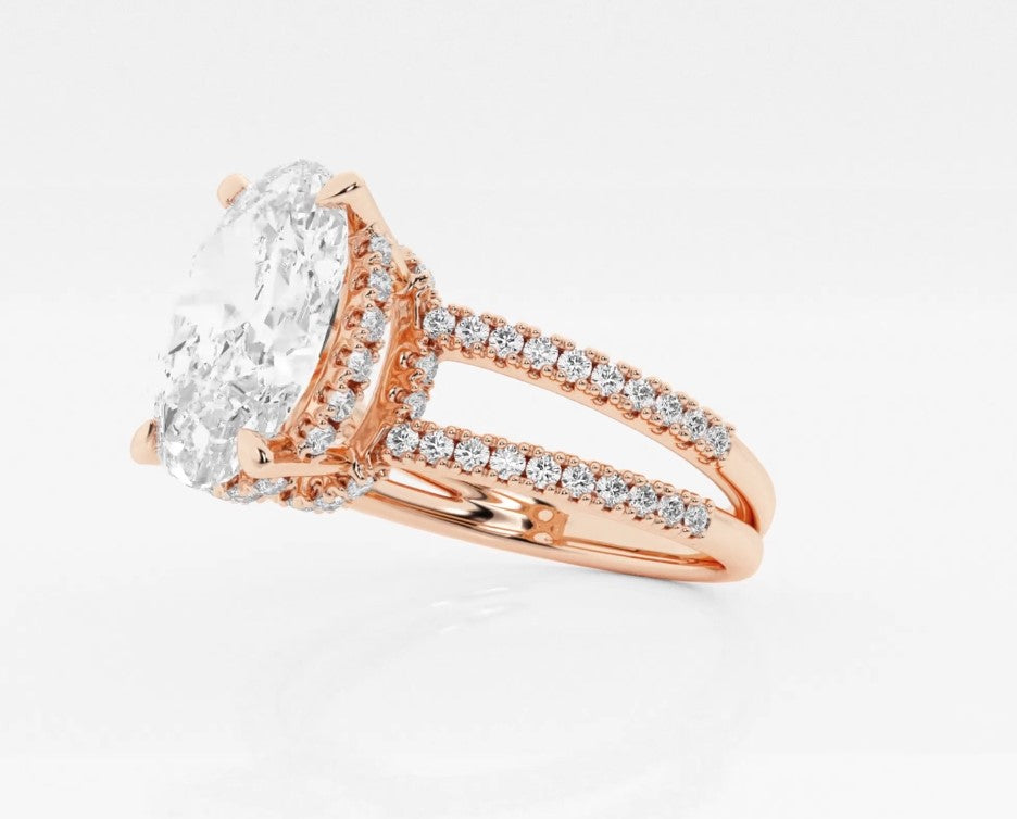 3.50 Ct Alina Badgley Mischka Near-Colorless Oval Split Shank Engagement Ring