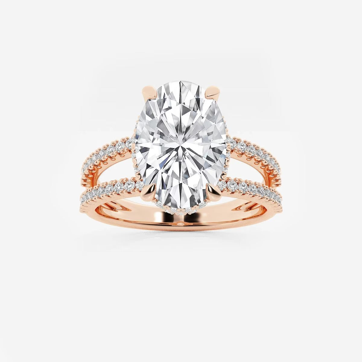 3.50 Ct Alina Badgley Mischka Near-Colorless Oval Split Shank Engagement Ring