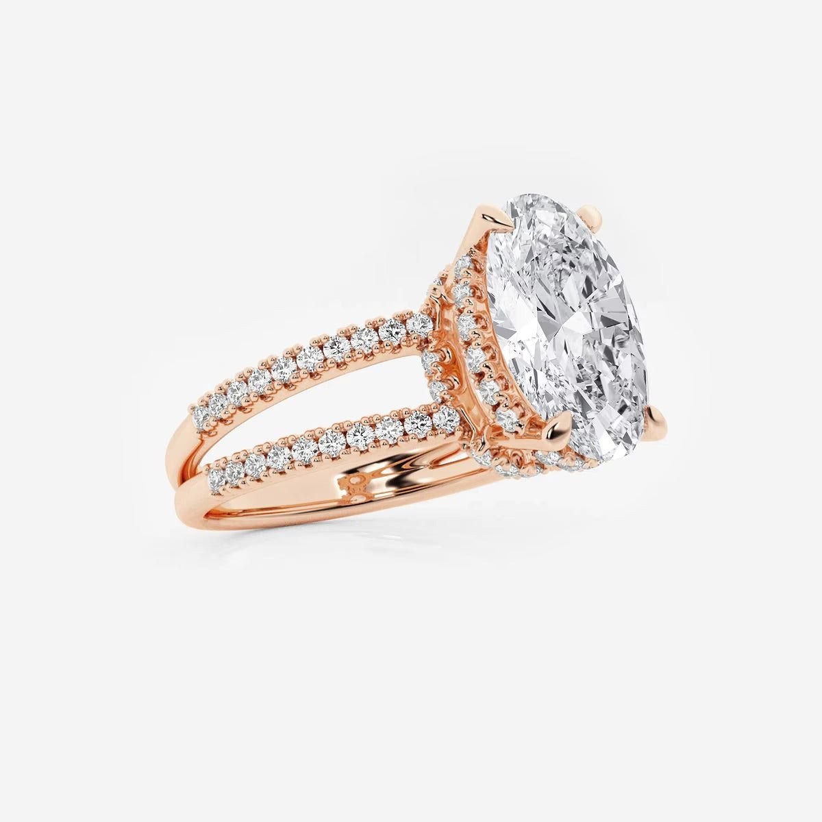 3.50 Ct Alina Badgley Mischka Near-Colorless Oval Split Shank Engagement Ring
