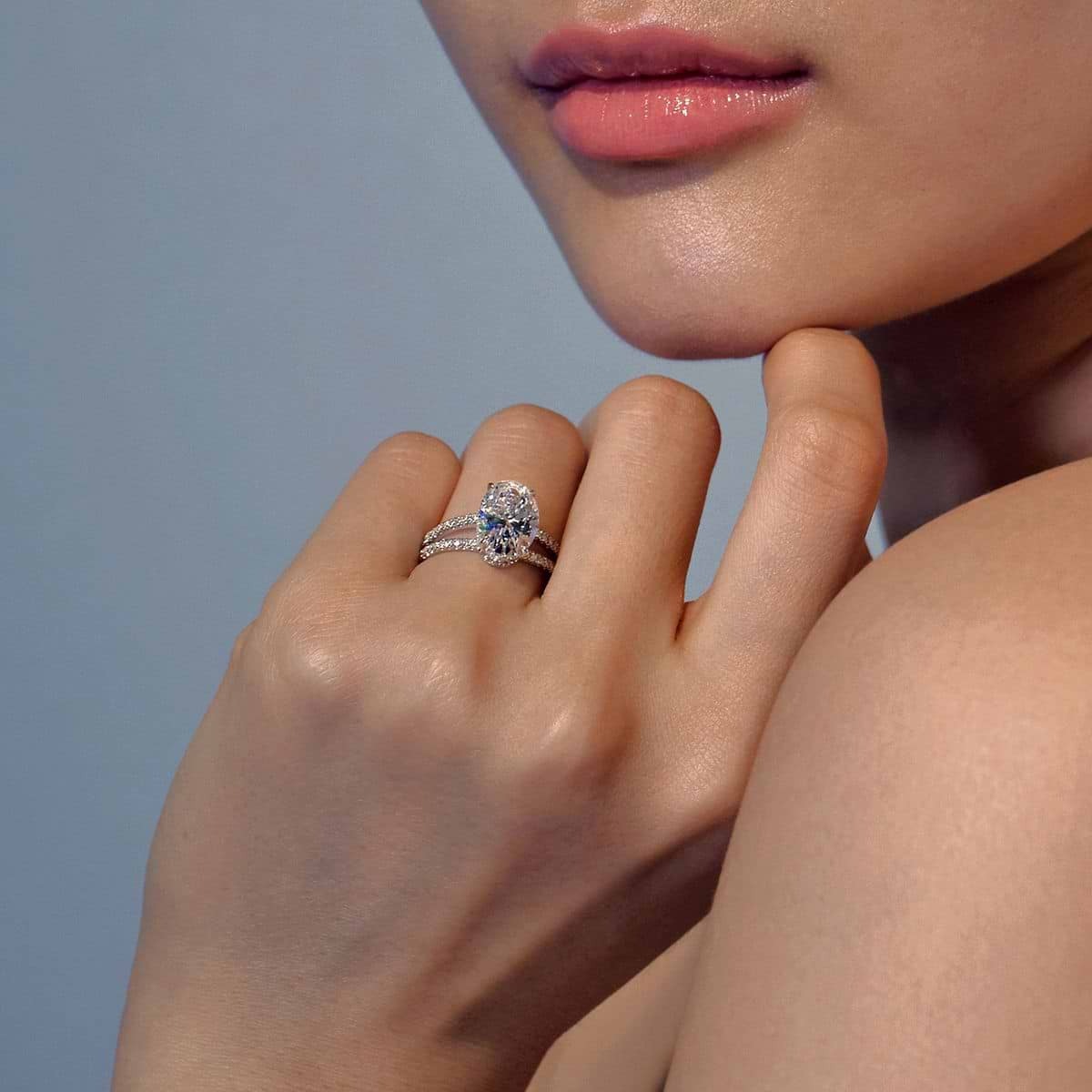 3.50 Ct Alina Badgley Mischka Near-Colorless Oval Split Shank Engagement Ring