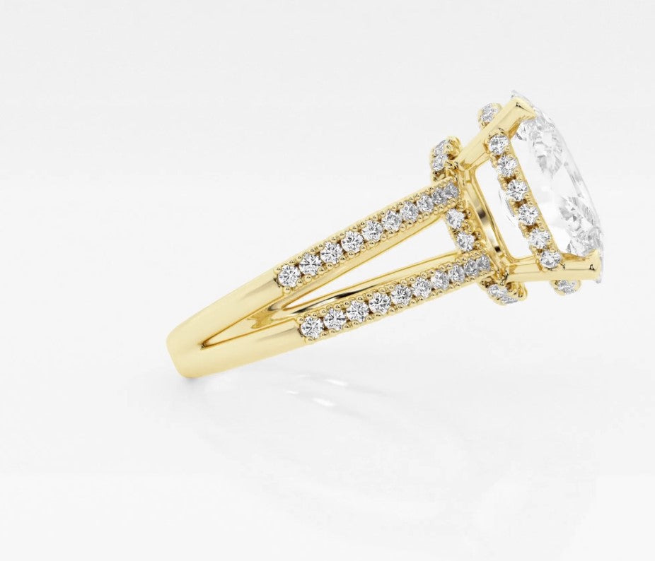 3.50 Ct Alina Badgley Mischka Near-Colorless Oval Split Shank Engagement Ring