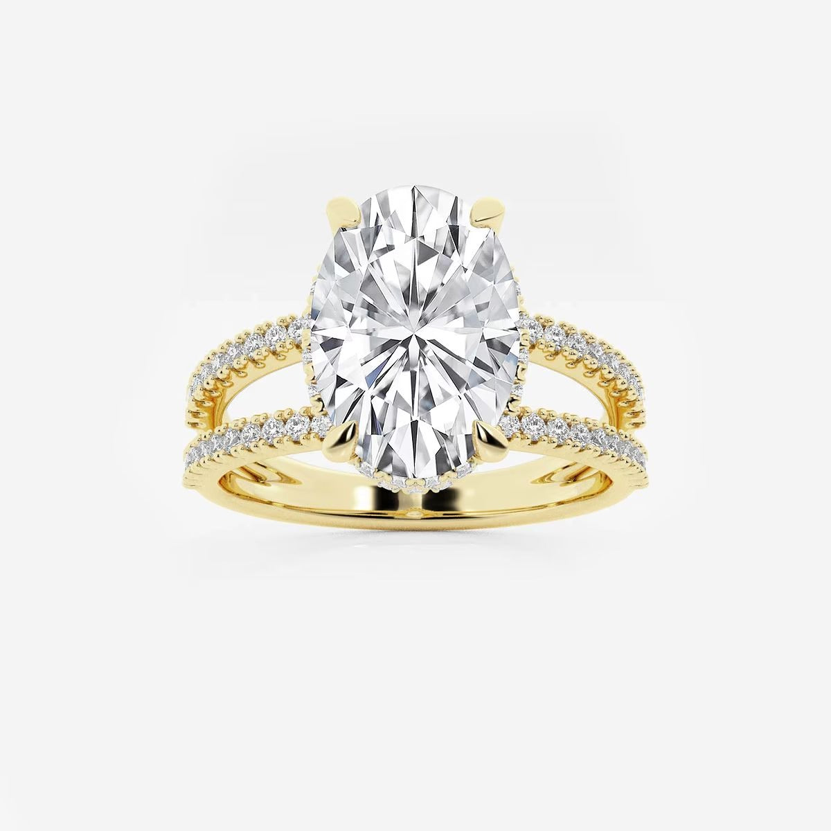 3.50 Ct Alina Badgley Mischka Near-Colorless Oval Split Shank Engagement Ring