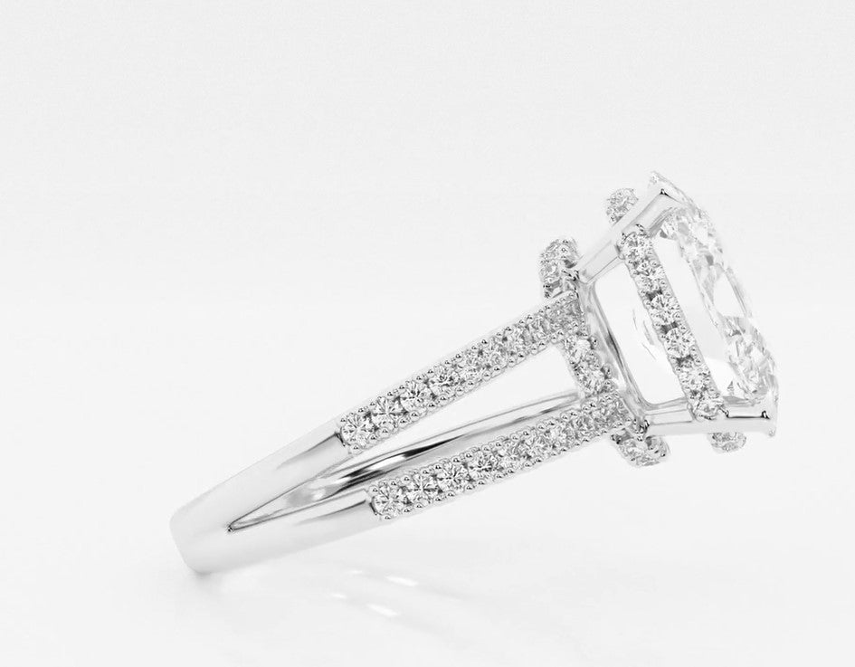 3.50 Ct Alina Badgley Mischka Near-Colorless Oval Split Shank Engagement Ring