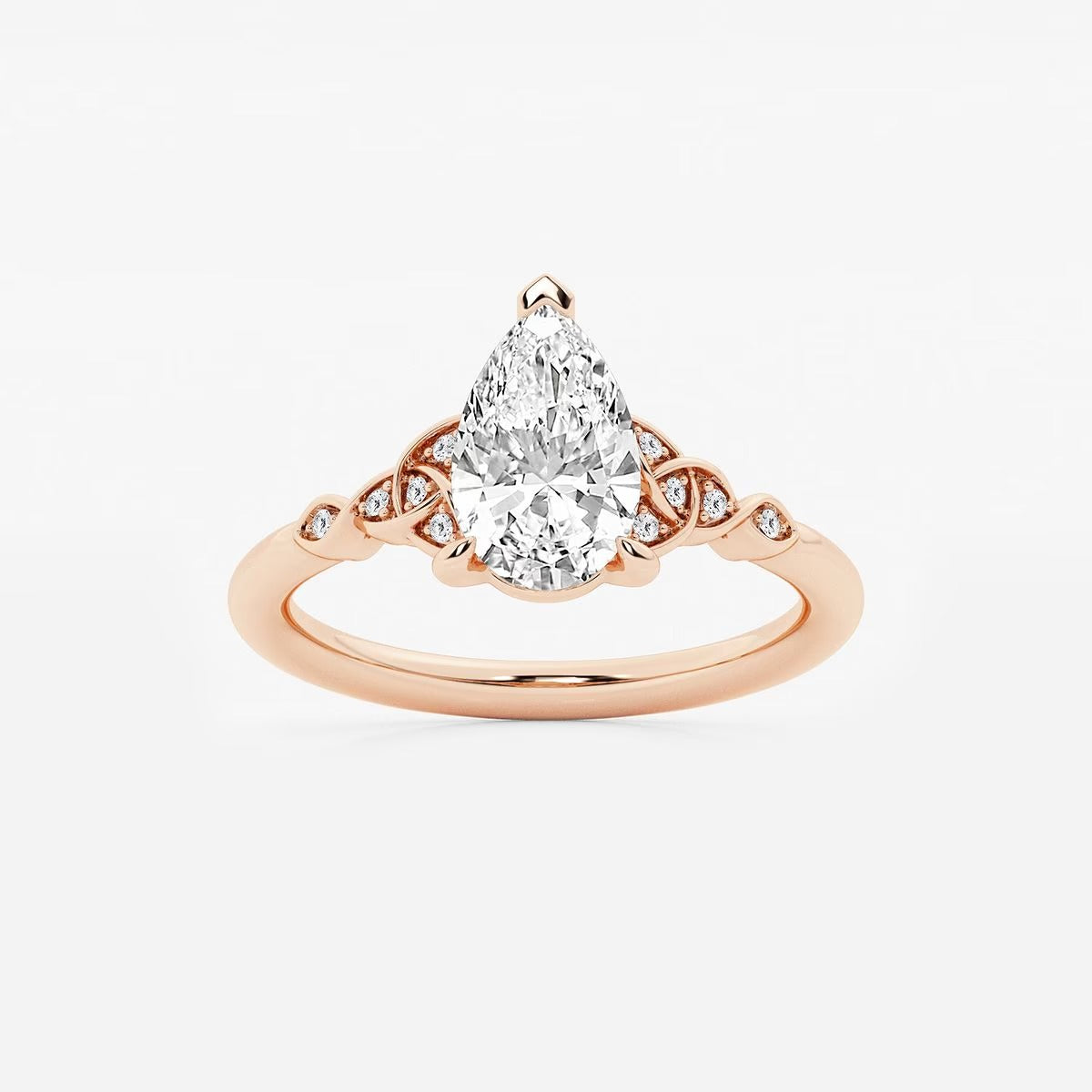 1.55 ctw Pear Hazel Lab Grown Diamond Celtic Knot Side Stone Engagement Ring