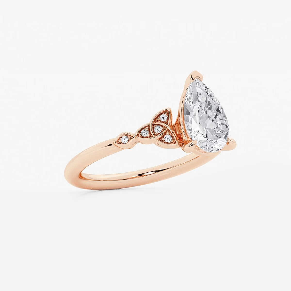 1.55 ctw Pear Hazel Lab Grown Diamond Celtic Knot Side Stone Engagement Ring