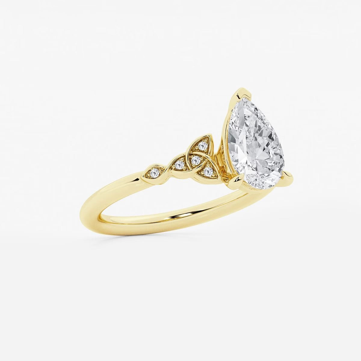 1.55 ctw Pear Hazel Lab Grown Diamond Celtic Knot Side Stone Engagement Ring