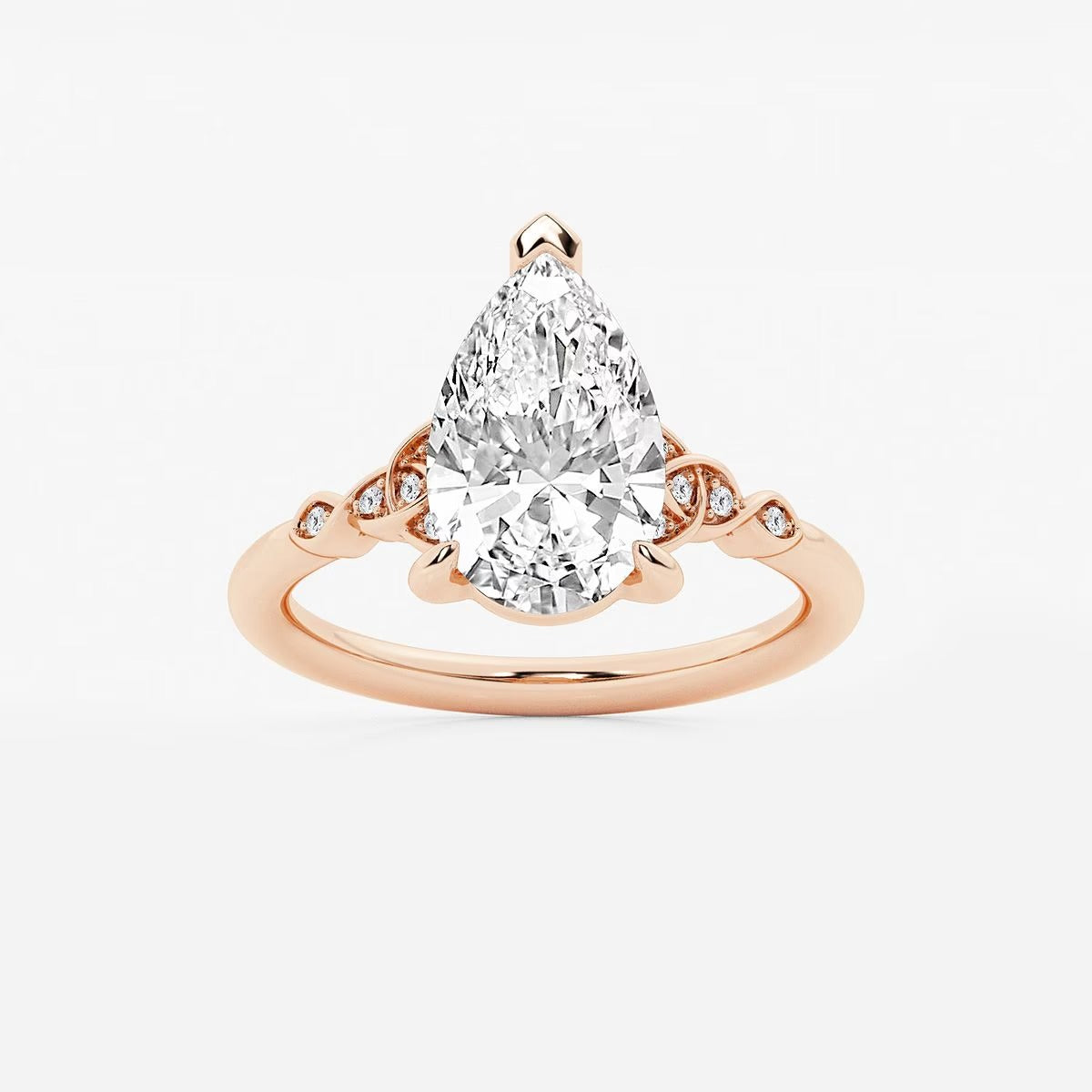 3.05 ctw Pear Hazel Lab Grown Diamond Celtic Knot Side Stone Engagement Ring