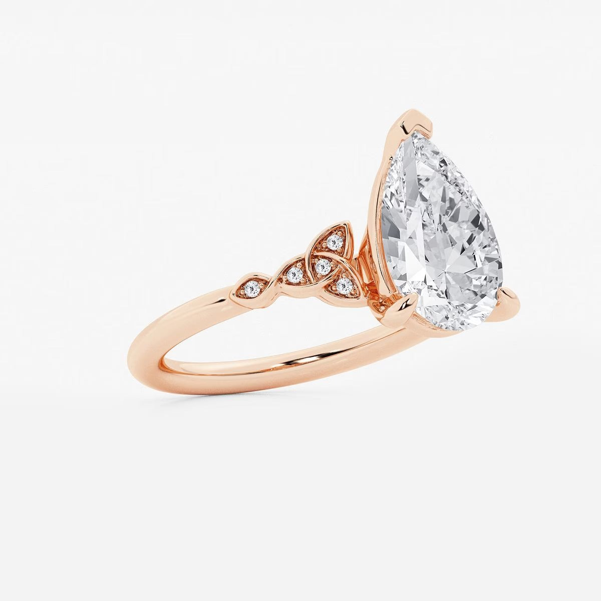 3.05 ctw Pear Hazel Lab Grown Diamond Celtic Knot Side Stone Engagement Ring