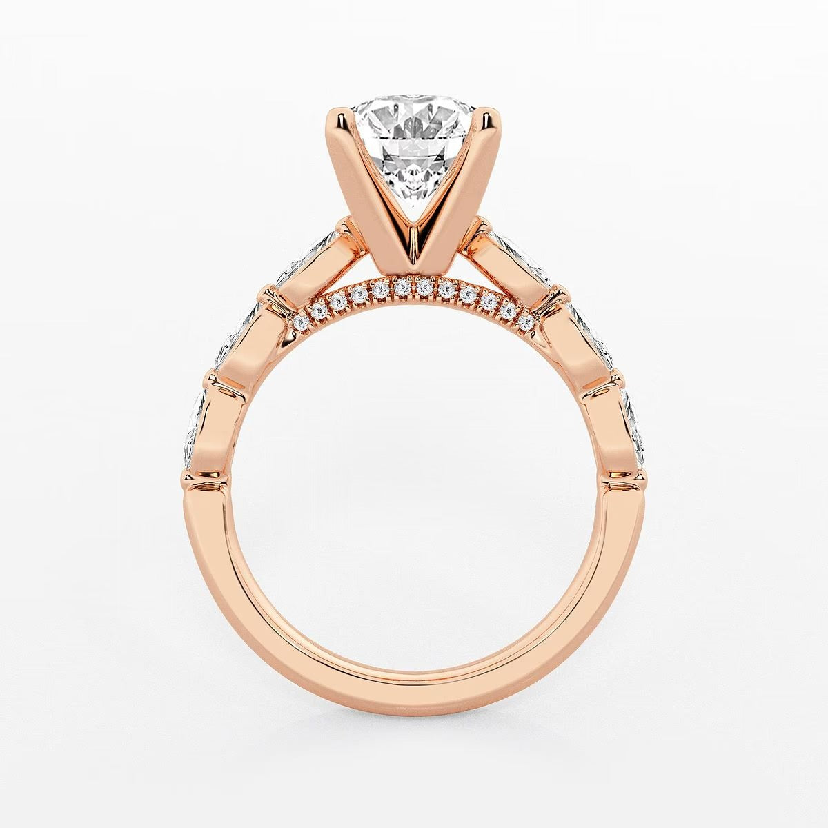 2.50 Ct Oval Lab Grown Diamond Engagement Ring with Floating Marquise Side Accents