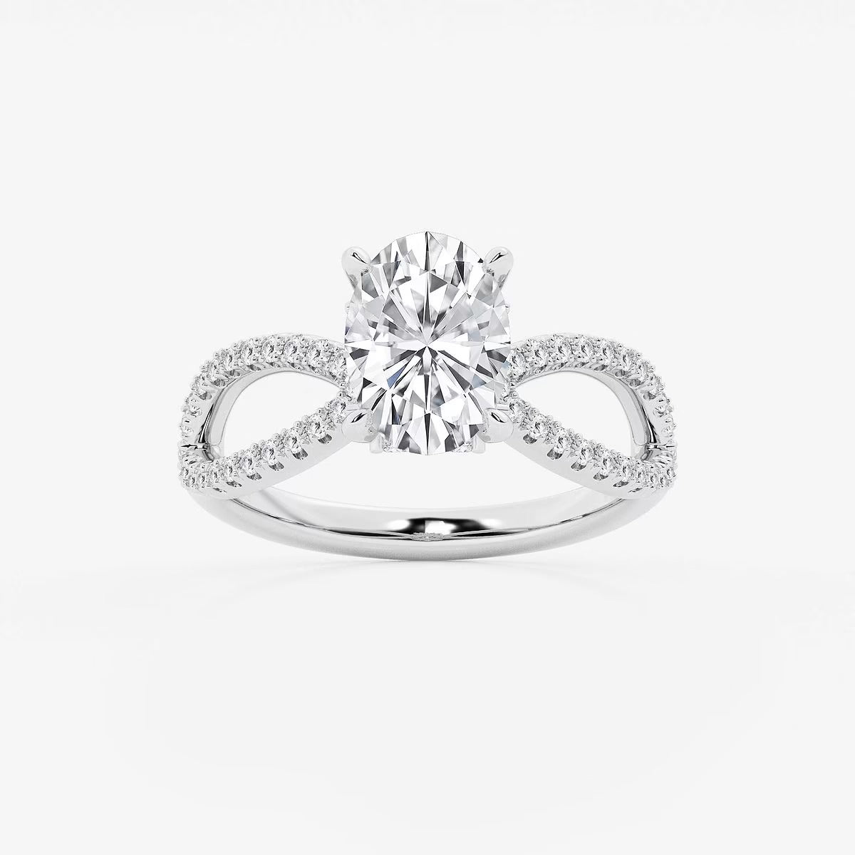 2.50 CT Oval Lab Grown Diamond Twist Shank Hidden Halo Engagement Ring