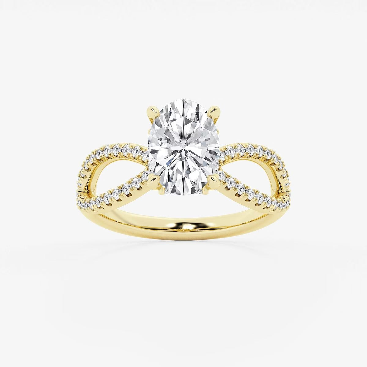 2.50 CT Oval Lab Grown Diamond Twist Shank Hidden Halo Engagement Ring