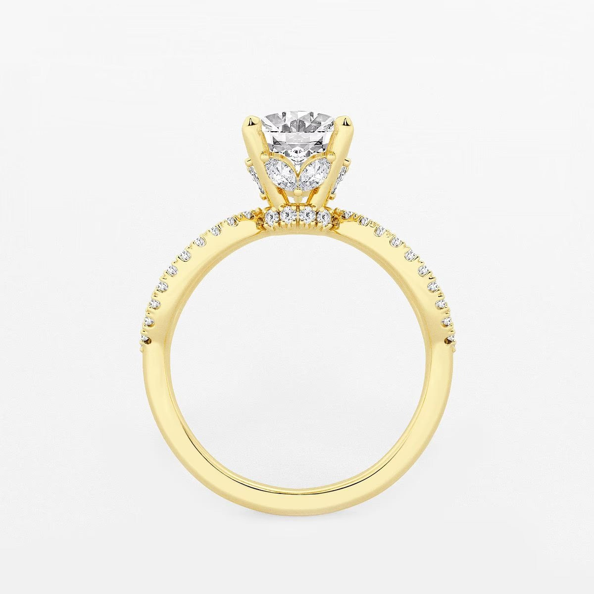 2.50 CT Oval Lab Grown Diamond Twist Shank Hidden Halo Engagement Ring