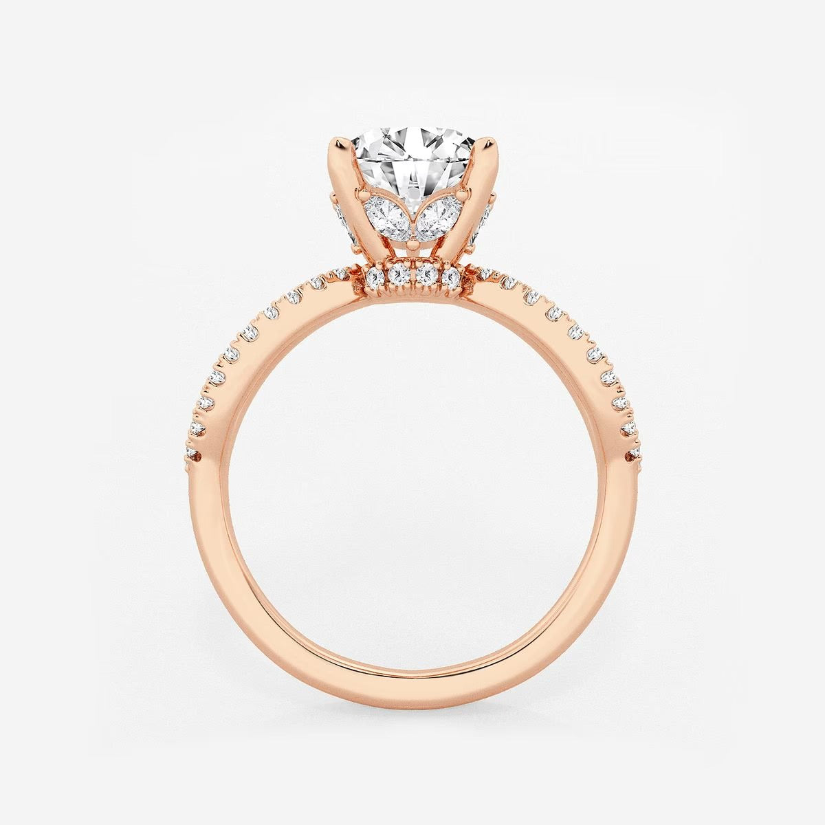 2.50 CT Round Lab Grown Diamond Twist Shank Hidden Halo Engagement Ring