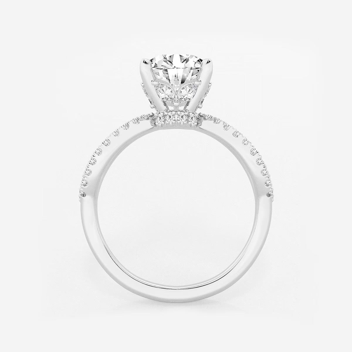 2.50 CT Round Lab Grown Diamond Twist Shank Hidden Halo Engagement Ring