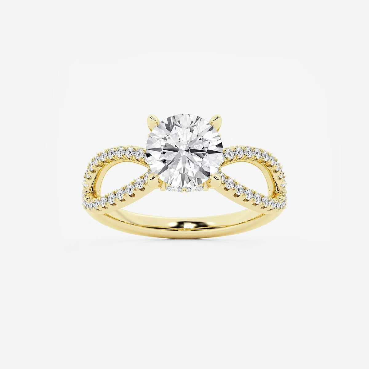 2.50 CT Round Lab Grown Diamond Twist Shank Hidden Halo Engagement Ring