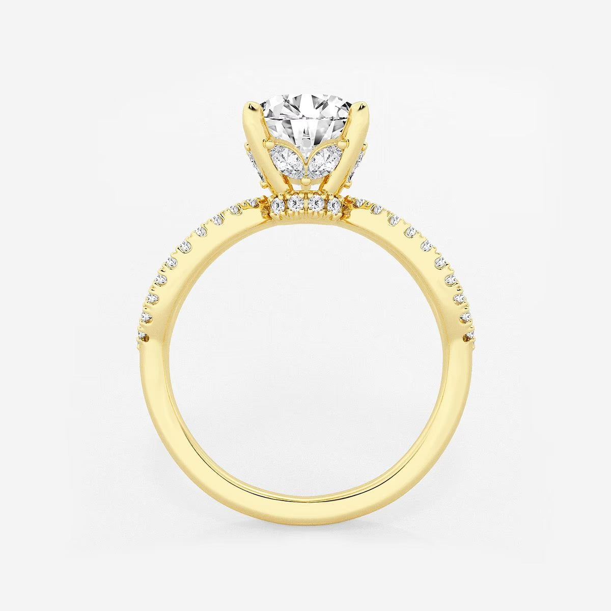 2.50 CT Round Lab Grown Diamond Twist Shank Hidden Halo Engagement Ring