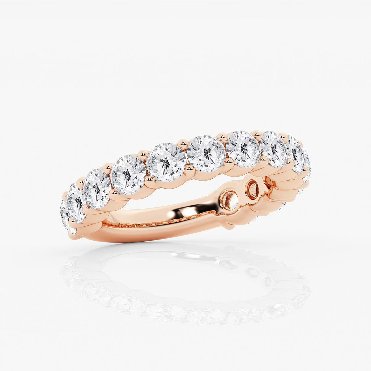 3.00 Ct Round Prong Set Half Diamond Eternity Wedding Ring