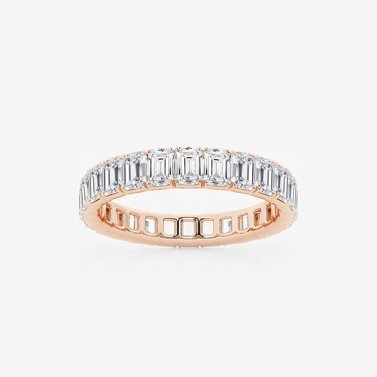 3.00 Ct Emerald Diamond Eternity Band (North-South Set) Prong Set Wedding Ring