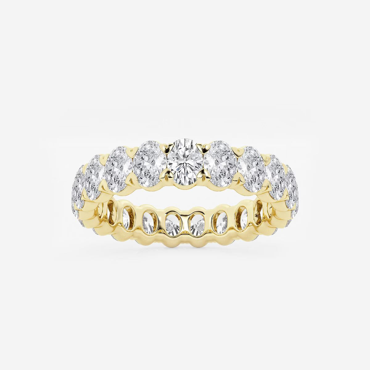 3.00 Ct Oval Diamond Eternity Band (North-South Set) Prong Set Wedding Ring