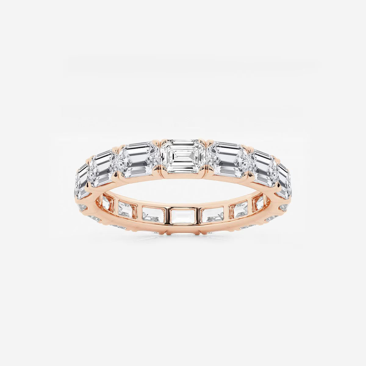 4.00 Ct (East-West Set)Emerald Diamond Eternity Band Prong Set Wedding Ring